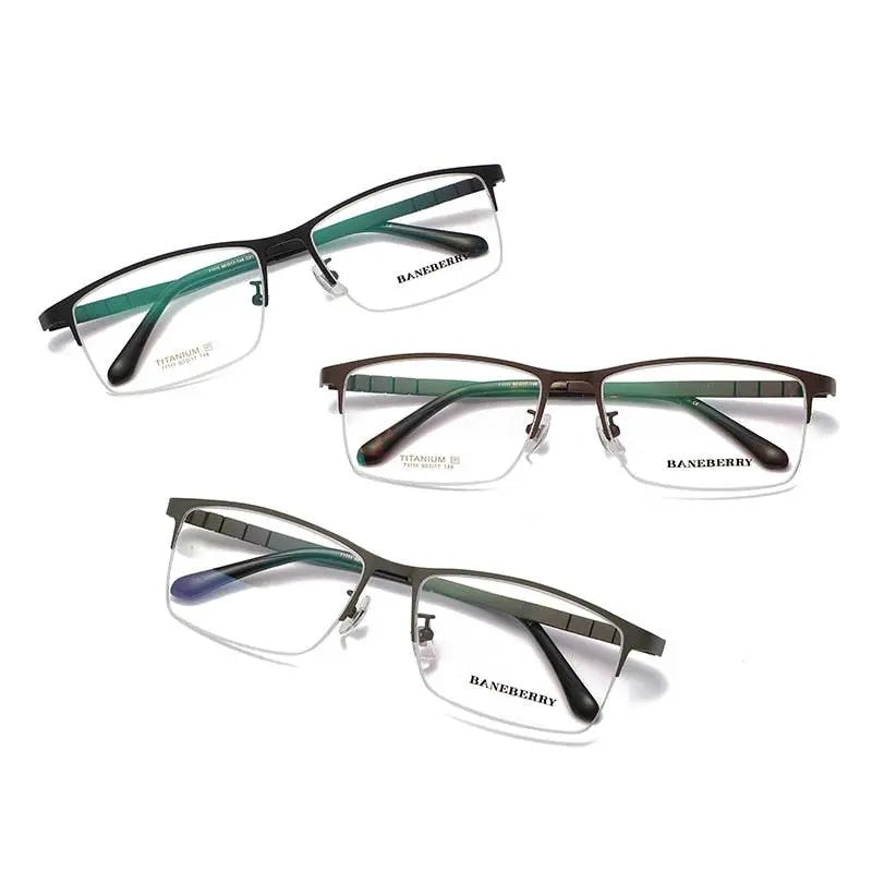 Unisex Rectangular Semi-Rimless Titanium Prescription Glasses 71111 — view 2 | Rx Spectacle