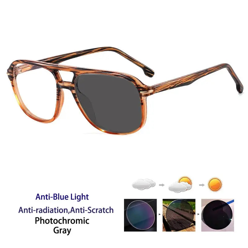 Unisex Square Full Rim Titanium Double Bridge Reading Glasses 821206 — view 7 | Rx Spectacle