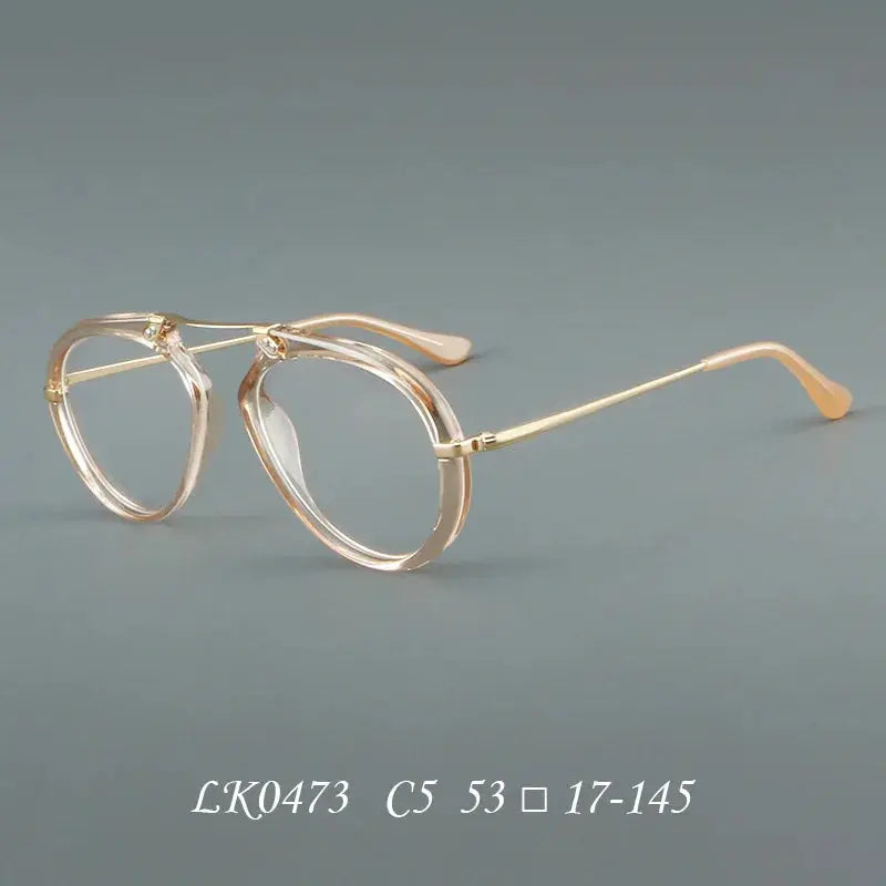 Unisex Oval Full Rim Titanium Prescription Glasses 720473 — view 6 | Rx Spectacle
