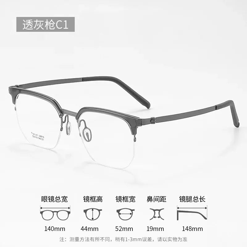 Unisex Square Full Rim Titanium Prescription Glasses 2610 — view 4 | Rx Spectacle