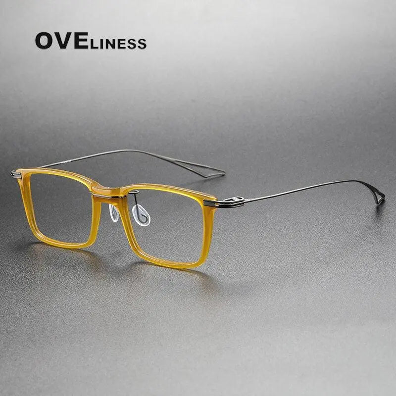 Unisex Square Full Rim Titanium Prescription Glasses — view 3 | Rx Spectacle