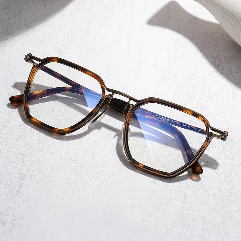 Men's Polygon Full Rim Titanium Prescription Glasses 458671 — view 3 | Rx Spectacle