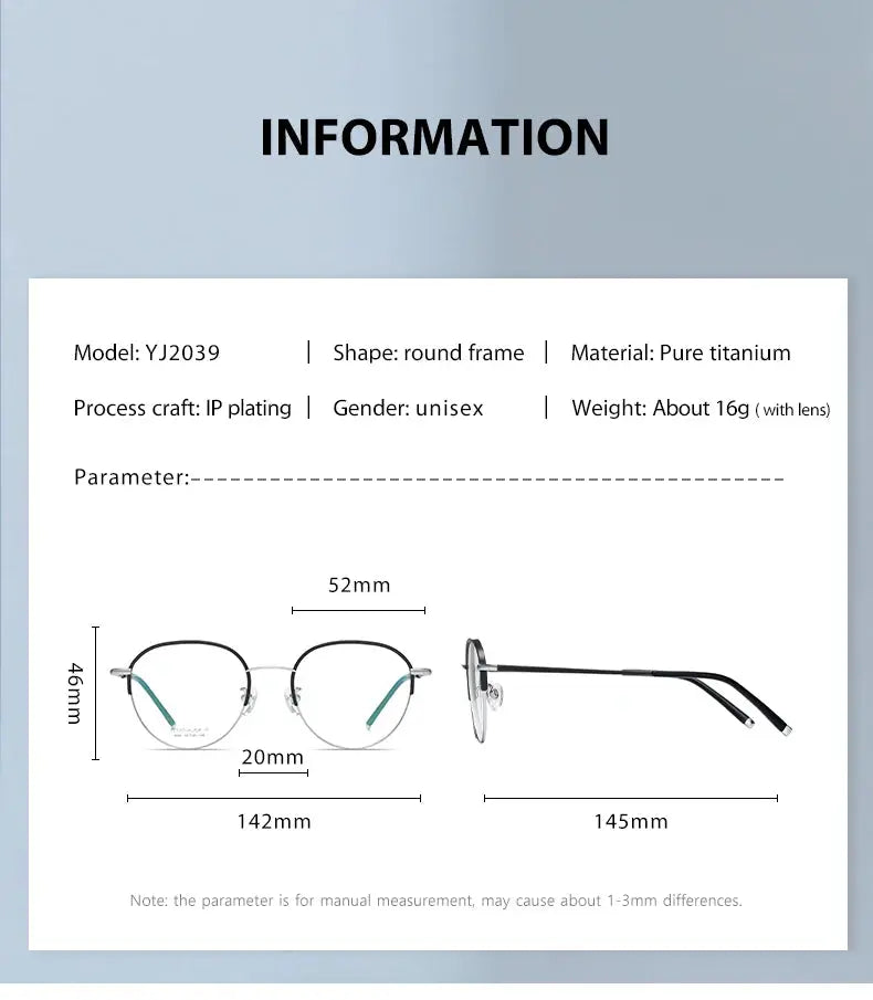 Unisex Oval Semi-Rimless Titanium Prescription Glasses 662039 — view 2 | Rx Spectacle