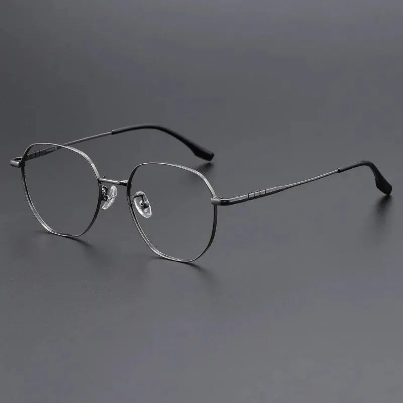 Unisex Polygon Full Rim Titanium Flat Top Prescription Glasses 71280 — view 5 | Rx Spectacle