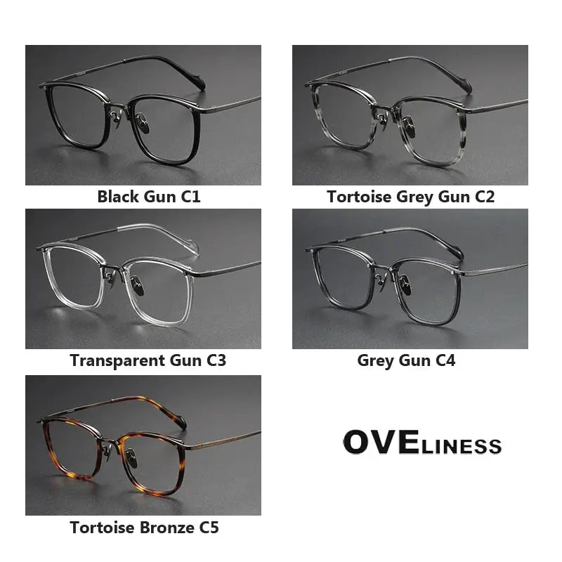 Unisex Square Full Rim Titanium Prescription Glasses Y053 — view 5 | Rx Spectacle