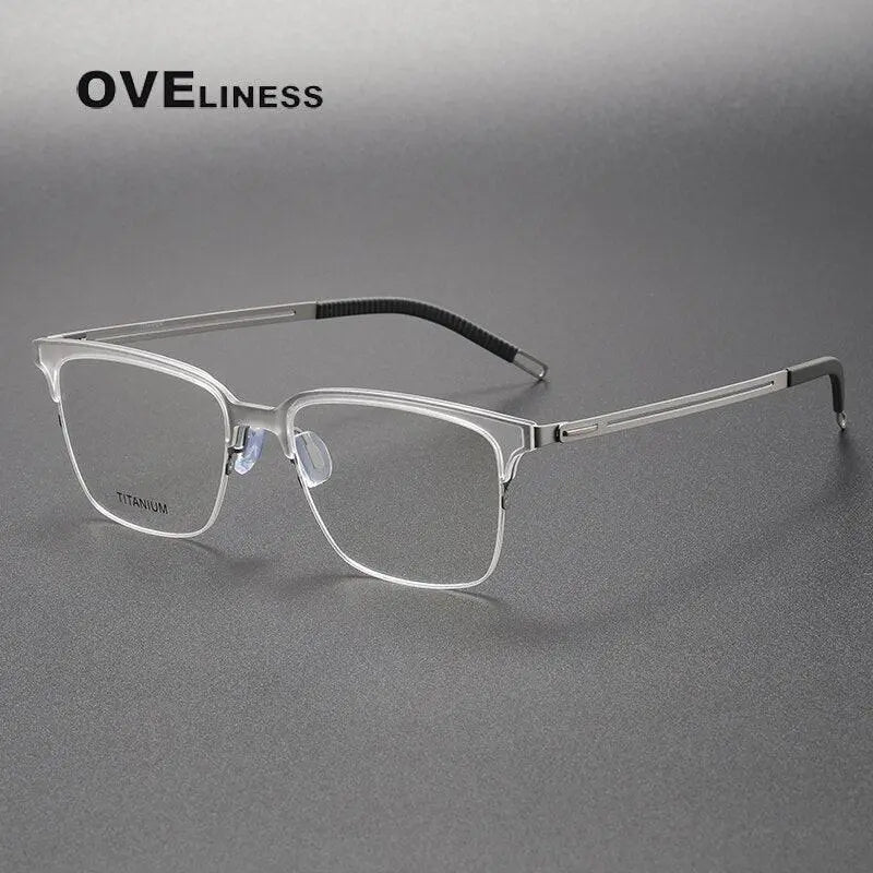 Unisex Square Full Rim Titanium Screwless Prescription Glasses 8202312 — view 5 | Rx Spectacle