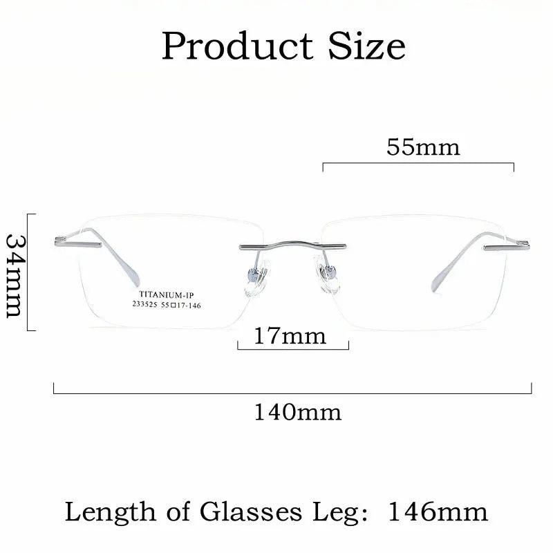 Unisex Square Rimless Titanium Prescription Glasses Y233525 — view 3 | Rx Spectacle