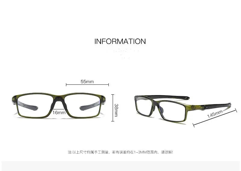 Unisex Rectangular Full Rim Sports Glasses Fj81 — view 15 | Rx Spectacle
