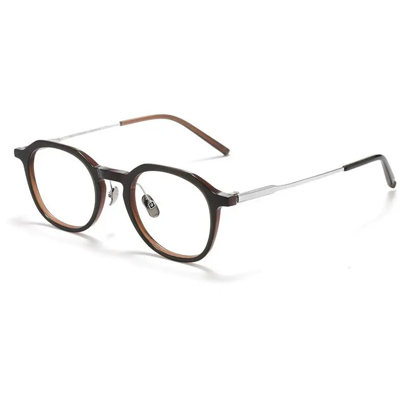Unisex Oval Full Rim Titanium Flat Top Prescription Glasses 368112 — view 3 | Rx Spectacle