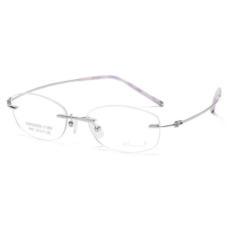 Women's Square Rimless Titanium Prescription Glasses 8587 — view 2 | Rx Spectacle