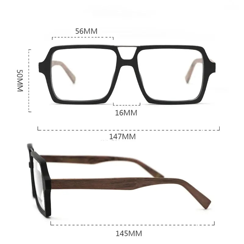 Square Semi-Rimless Acetate Double Bridge Prescription Glasses 901600 — view 2 | Rx Spectacle