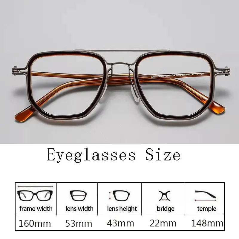 Men's Square Full Rim Titanium Double Bridge Prescription Glasses 586700 — view 2 | Rx Spectacle