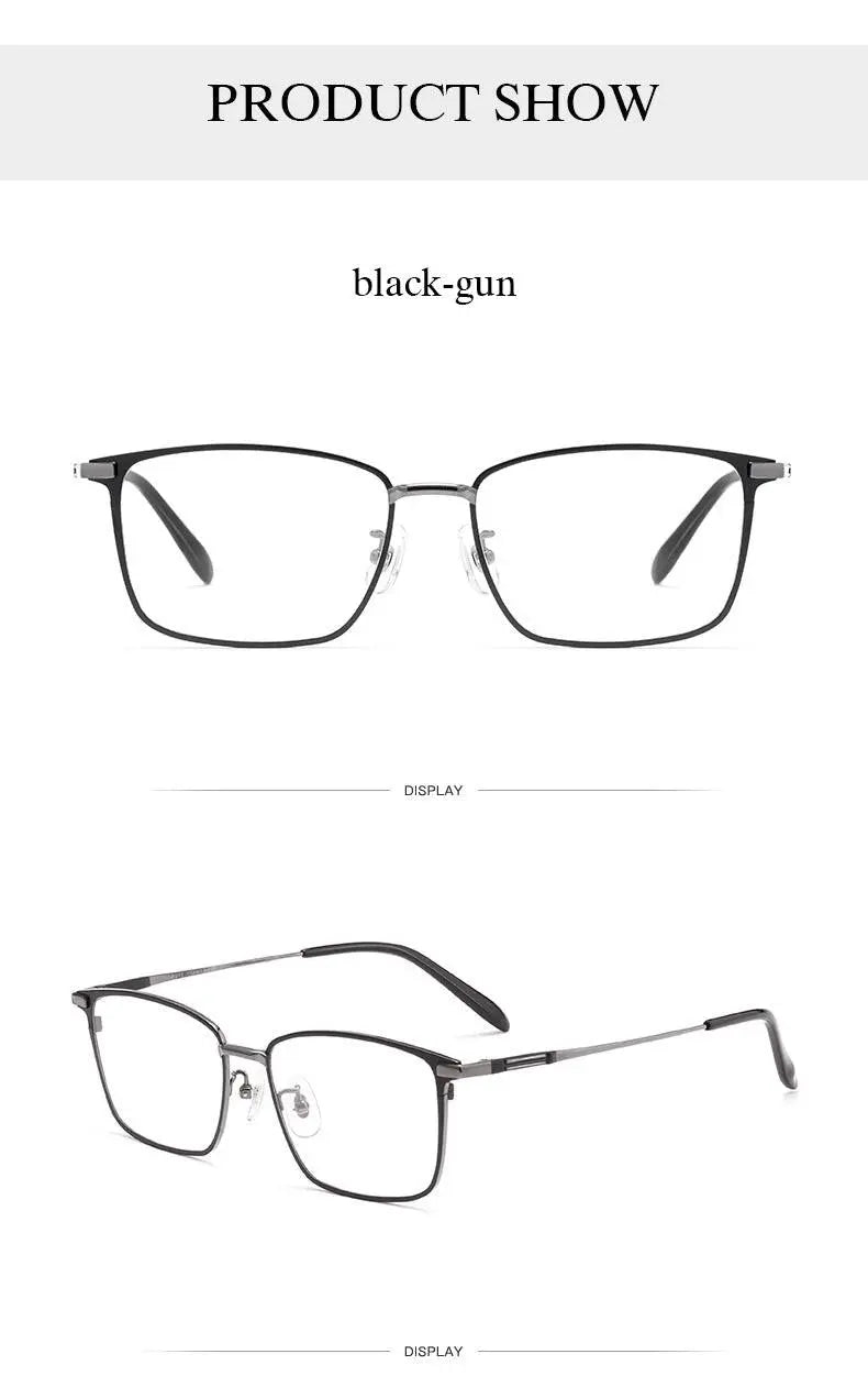 Unisex Square Full Rim Titanium Prescription Glasses L1831 — view 10 | Rx Spectacle