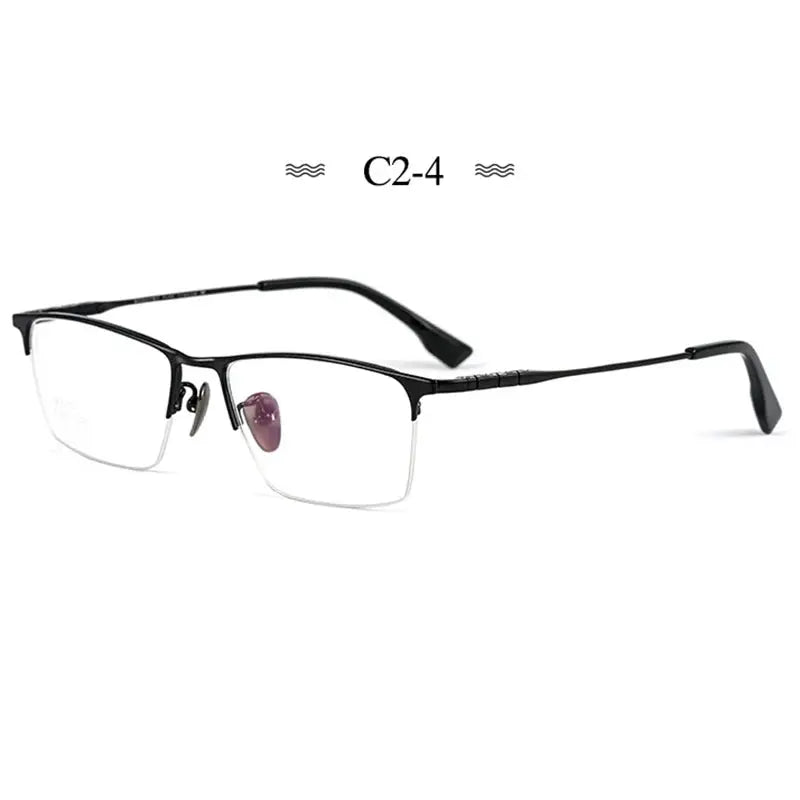 Men's Square Semi-Rimless Titanium Prescription Glasses 76010 — view 3 | Rx Spectacle
