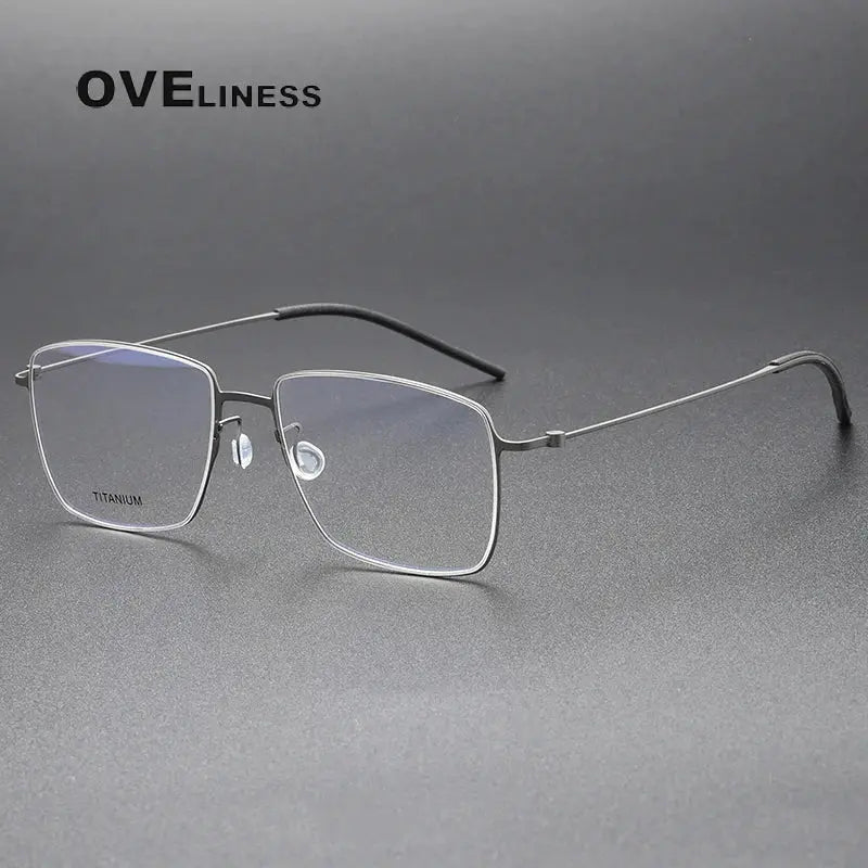 Unisex Square Full Rim Titanium Screwless Prescription Glasses 925508 — view 4 | Rx Spectacle