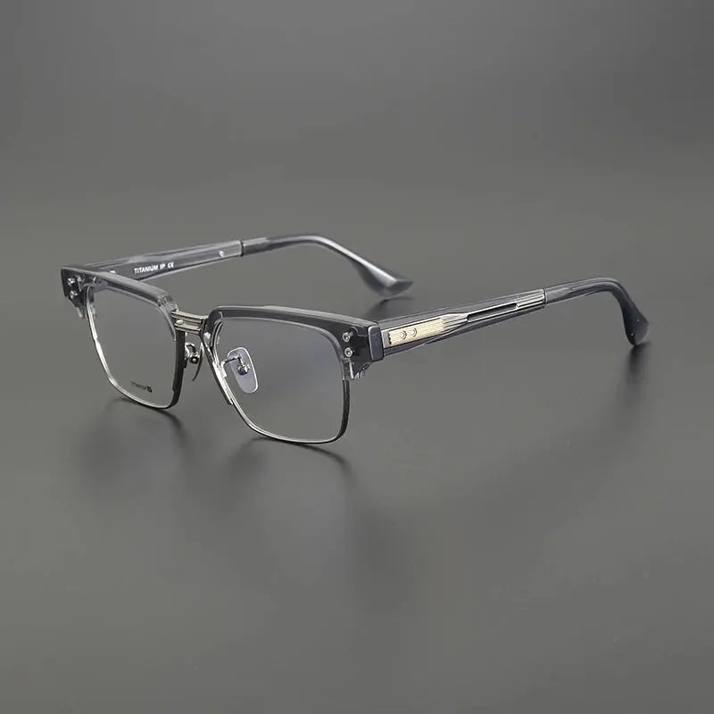 Unisex Square Full Rim Titanium Oversized Prescription Glasses D410 — view 6 | Rx Spectacle