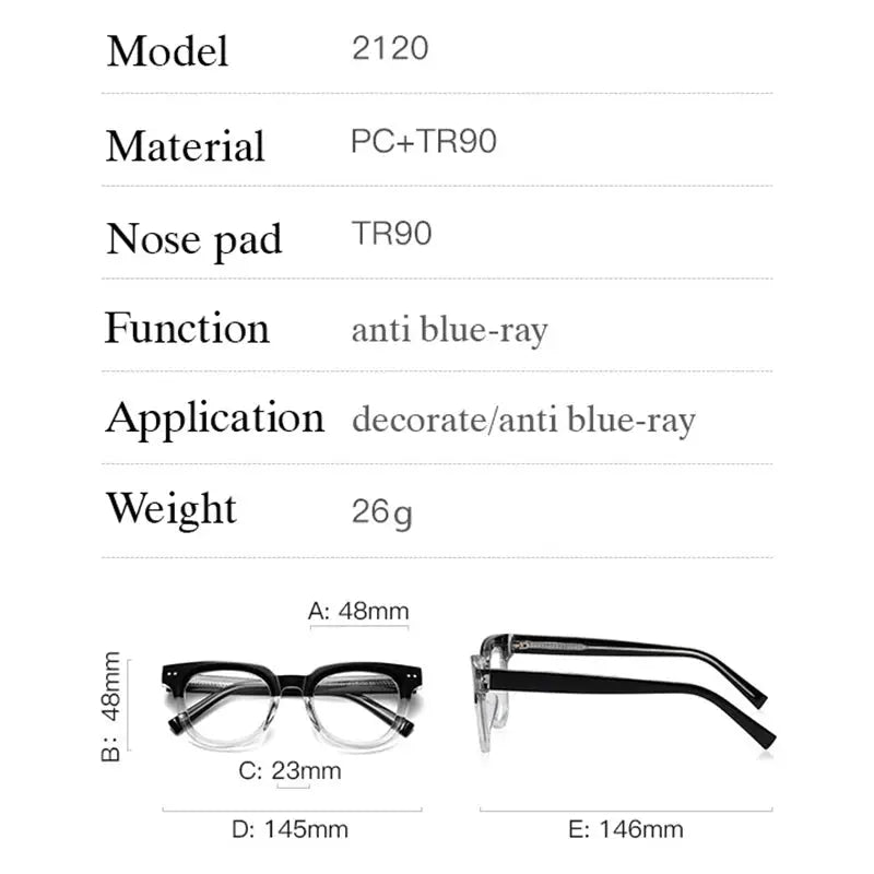 Unisex Square Full Rim TR90 Prescription Glasses 212099 — view 2 | Rx Spectacle
