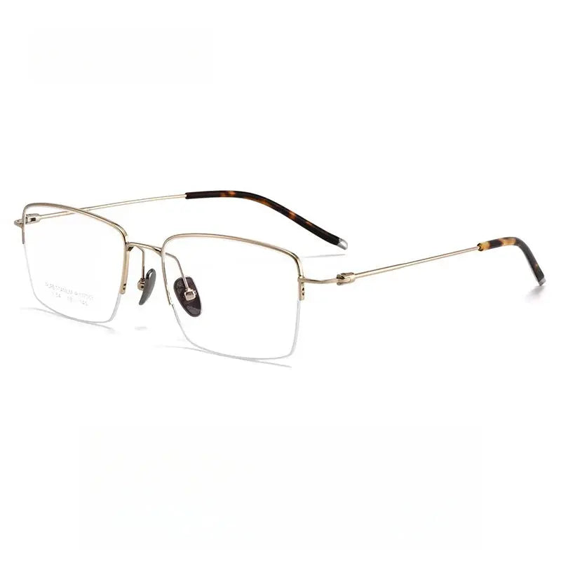 Men's Square Semi-Rimless Titanium Prescription Glasses 81775 — view 7 | Rx Spectacle