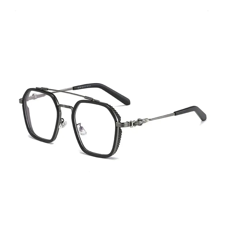 Men's Square Full Rim Titanium Prescription Glasses 55132 — view 10 | Rx Spectacle