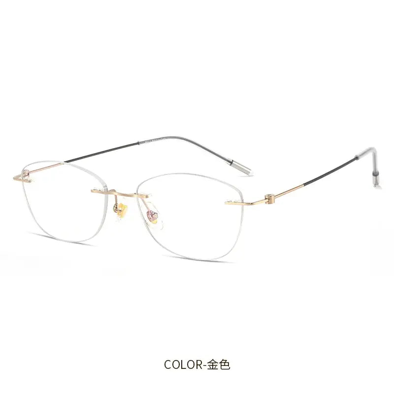 Women's Cat Eye Rimless Titanium Prescription Glasses 6071 — view 5 | Rx Spectacle