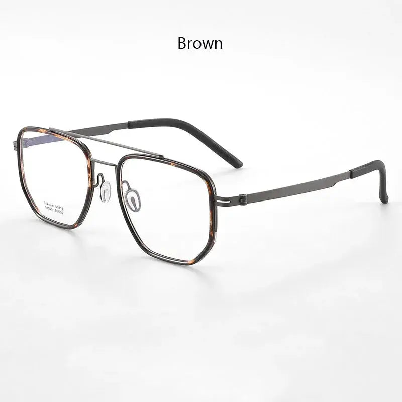 Men's Square Full Rim Titanium Double Bridge Prescription Glasses 217900 — view 5 | Rx Spectacle
