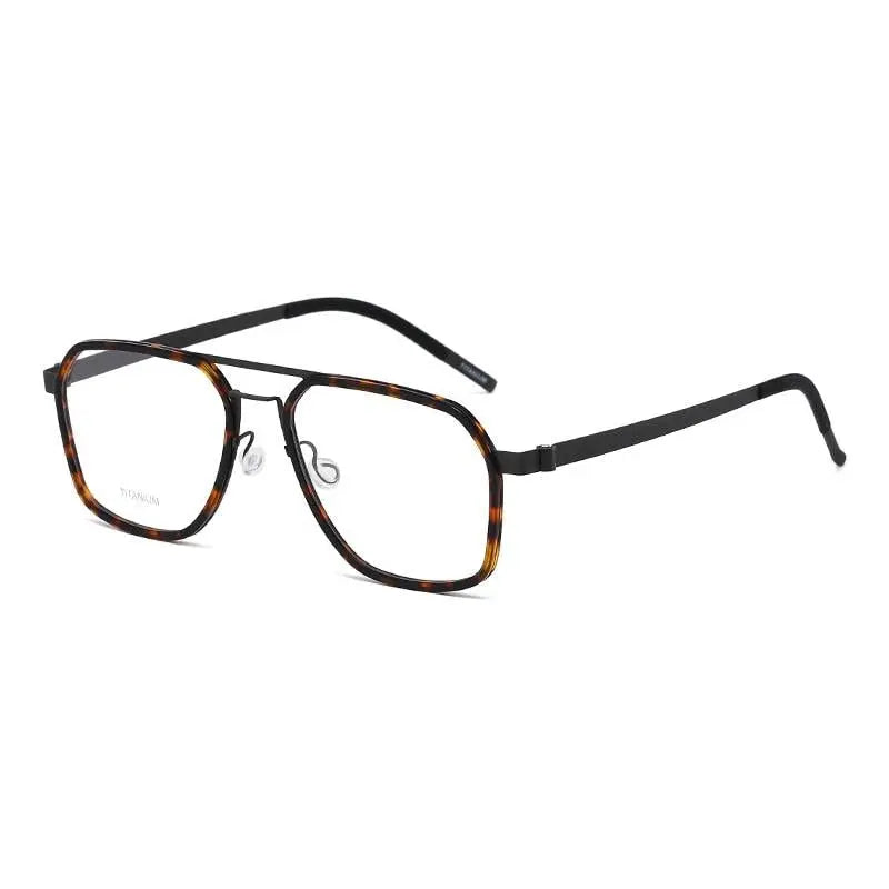 Unisex Polygon Full Rim Titanium Double Bridge Prescription Glasses 9753 — view 7 | Rx Spectacle