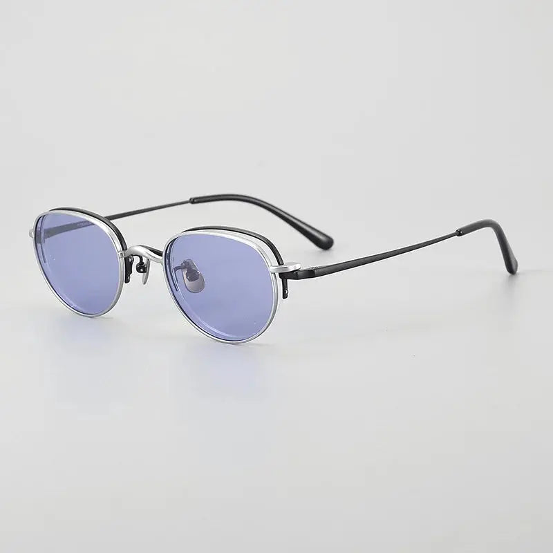 Women's Oval Semi-Rimless Titanium Clip-On Prescription Glasses Mk47 — view 9 | Rx Spectacle