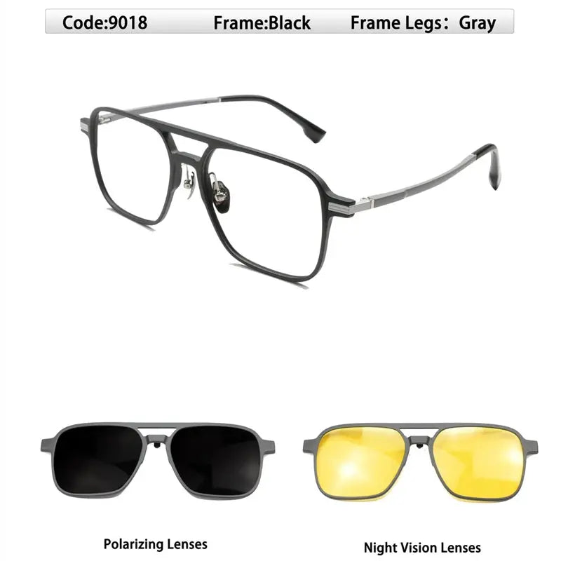 Unisex Polygon Full Rim Stainless Steel Prescription Glasses 9018 — view 5 | Rx Spectacle