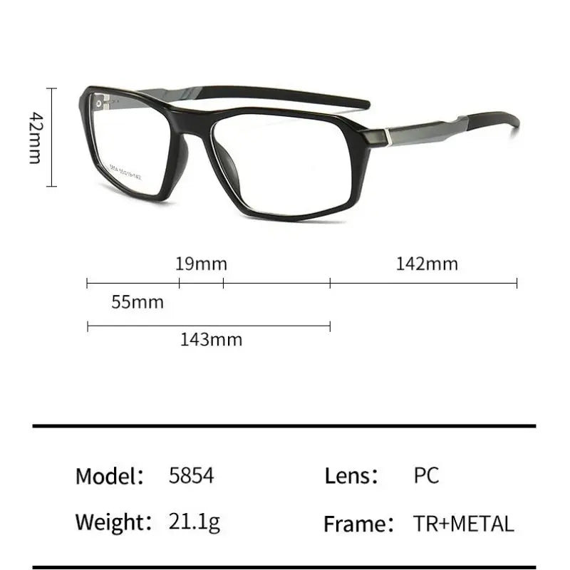 Unisex Square Full Rim TR90 Sports Glasses 5854 — view 2 | Rx Spectacle