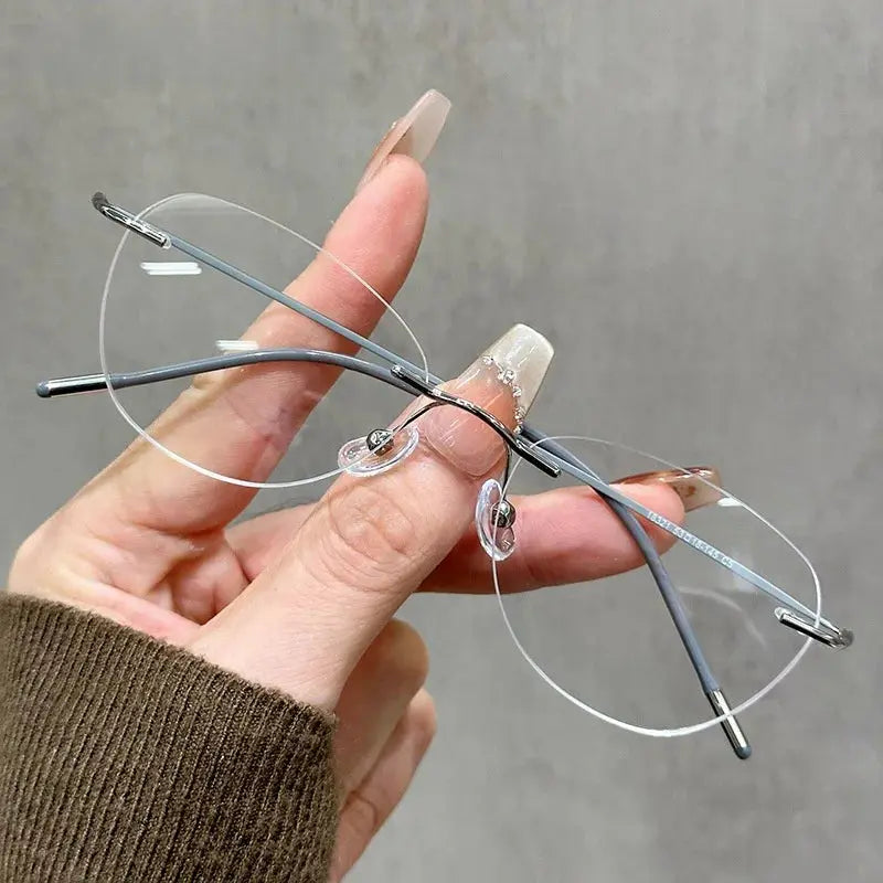 Women's Browline Rimless Titanium Prescription Glasses 418321 — view 6 | Rx Spectacle