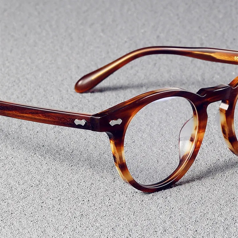 Unisex Round Full Rim Acetate Prescription Glasses Sh505 — view 3 | Rx Spectacle