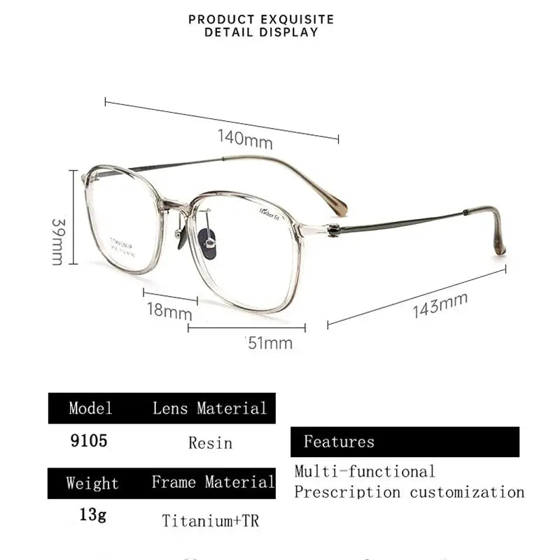 Unisex Square Full Rim Titanium Reading Glasses 69105 — view 2 | Rx Spectacle