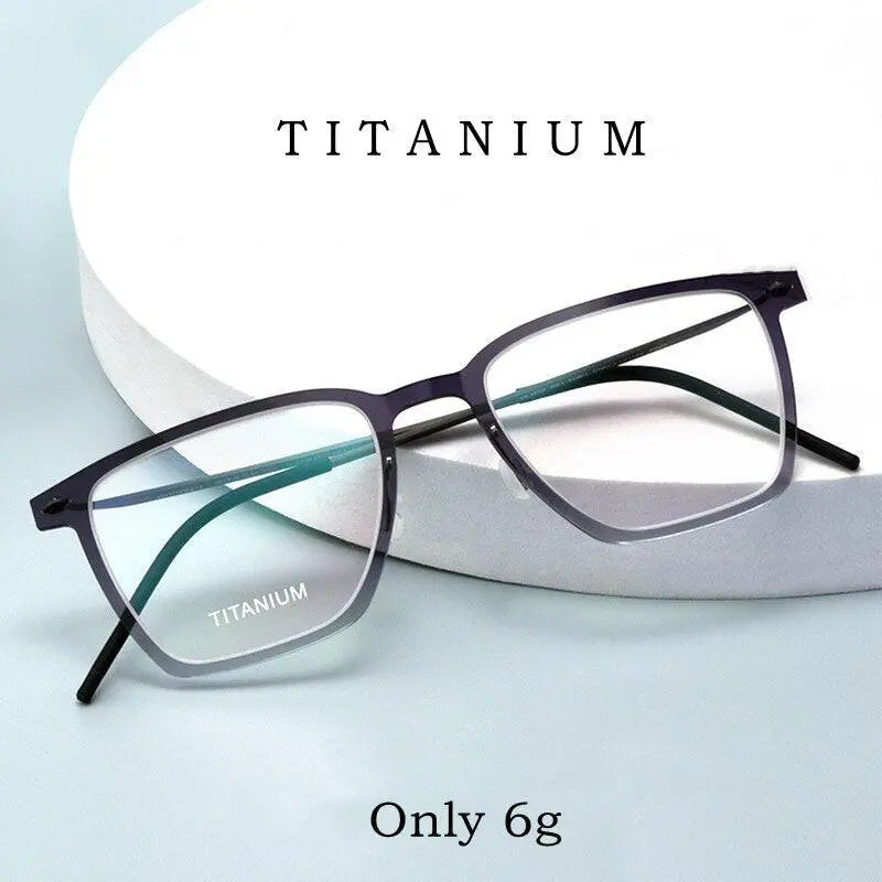 Unisex Square Full Rim Titanium Screwless Prescription Glasses 6554nd — view 7 | Rx Spectacle