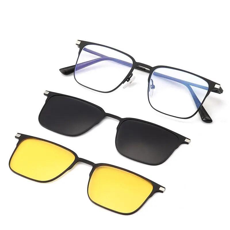 Unisex Square Full Rim Alloy Clip-On Prescription Glasses 7012 — view 4 | Rx Spectacle