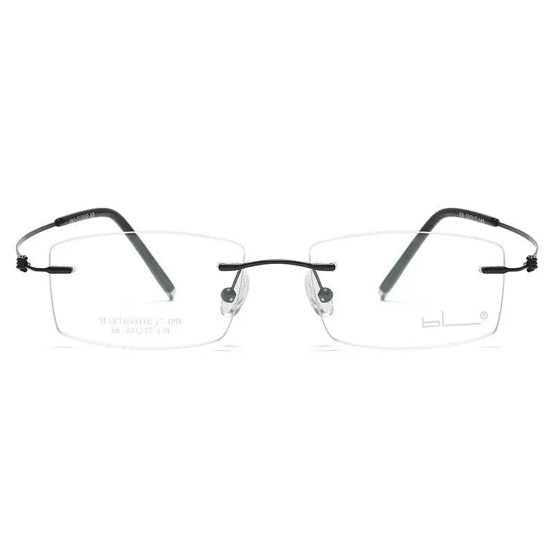 Unisex Rectangular Rimless Titanium Prescription Glasses 8581 — view 10 | Rx Spectacle