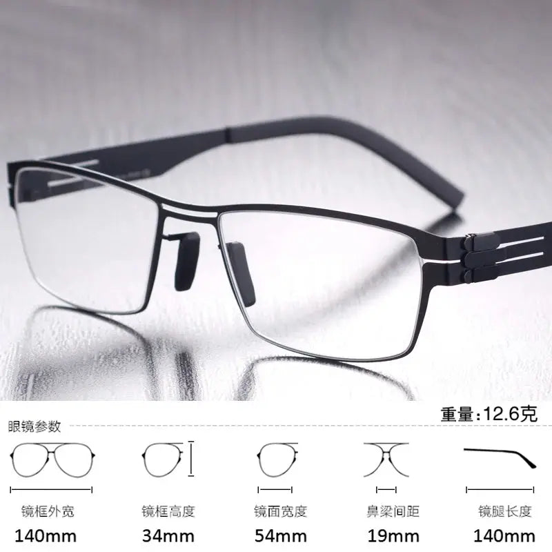 Unisex Square Full Rim Stainless Steel Screwless Prescription Glasses 52709 — view 3 | Rx Spectacle