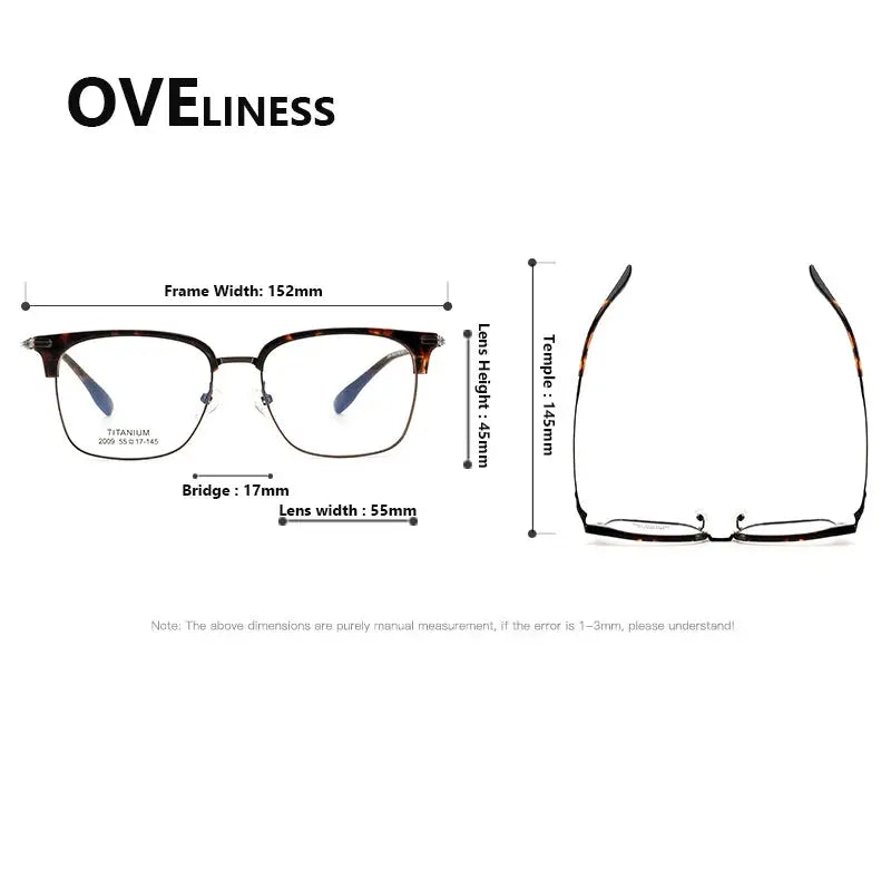 Unisex Square Full Rim Titanium Oversized Prescription Glasses 32009 — view 2 | Rx Spectacle