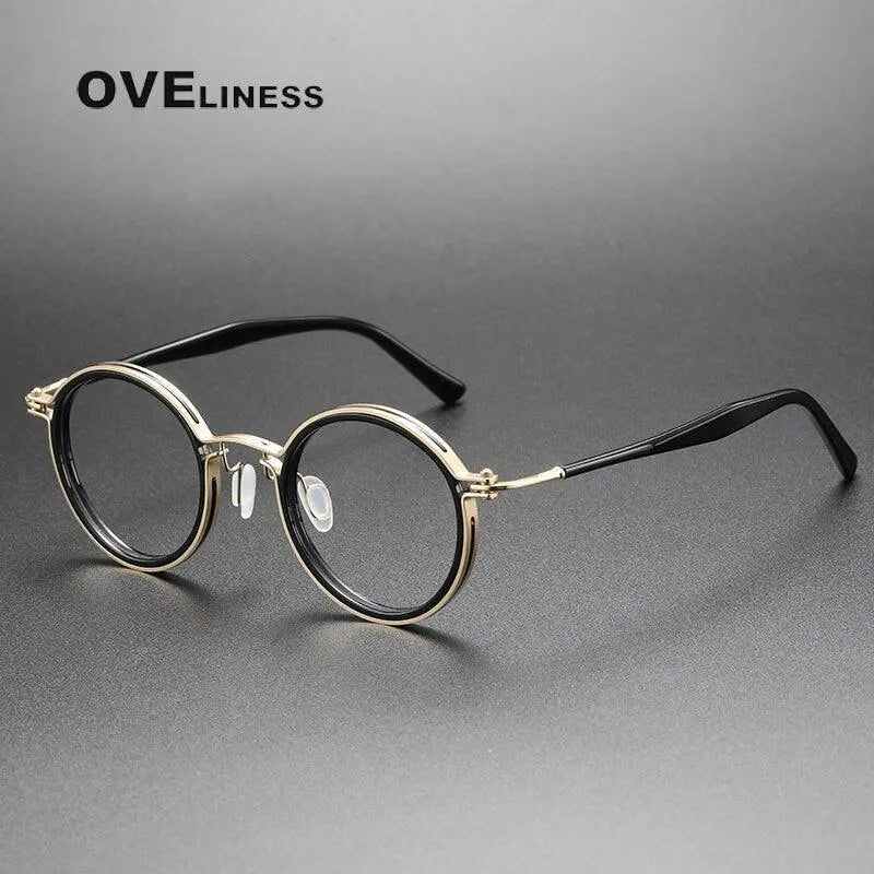 Unisex Round Full Rim Titanium Prescription Glasses 5862 — view 3 | Rx Spectacle
