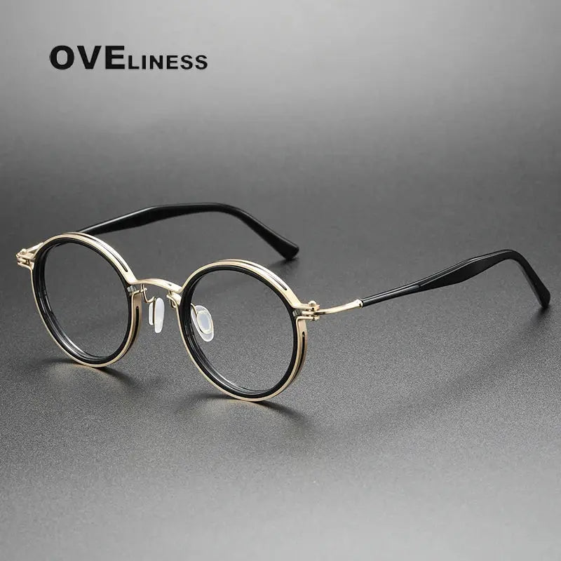 Unisex Round Full Rim Titanium Prescription Glasses 395862 — view 6 | Rx Spectacle