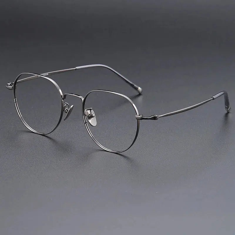 Unisex Oval Full Rim Titanium Flat Top Prescription Glasses 118001 — view 3 | Rx Spectacle