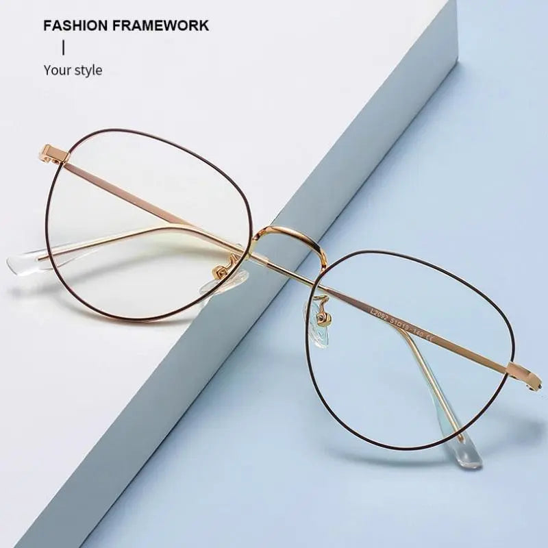 Women's Round Full Rim Alloy Prescription Glasses L2092 — view 7 | Rx Spectacle