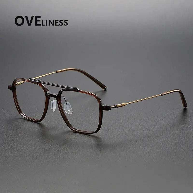 Unisex Square Full Rim Titanium Double Bridge Prescription Glasses 88658 — view 4 | Rx Spectacle