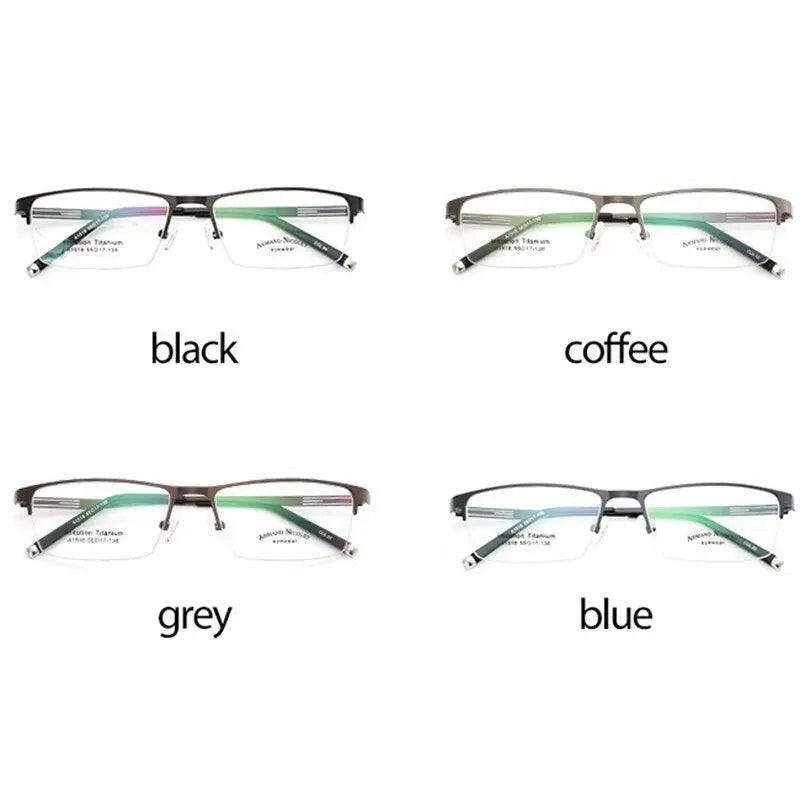Unisex Rectangular Semi-Rimless Titanium Prescription Glasses A1518 — view 8 | Rx Spectacle