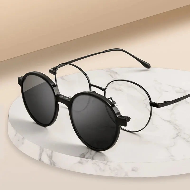 Women's Round Full Rim Alloy Clip-On Prescription Glasses 8608 — view 2 | Rx Spectacle