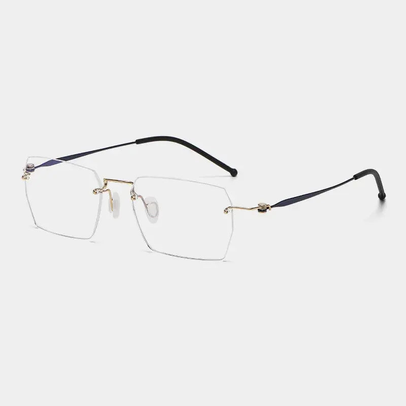 Unisex Square Rimless Titanium Screwless Prescription Glasses 5937 — view 7 | Rx Spectacle