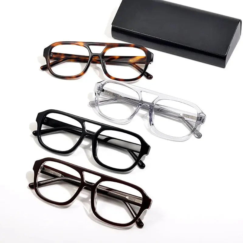 Unisex Square Full Rim Acetate Double Bridge Prescription Glasses 908 — view 6 | Rx Spectacle