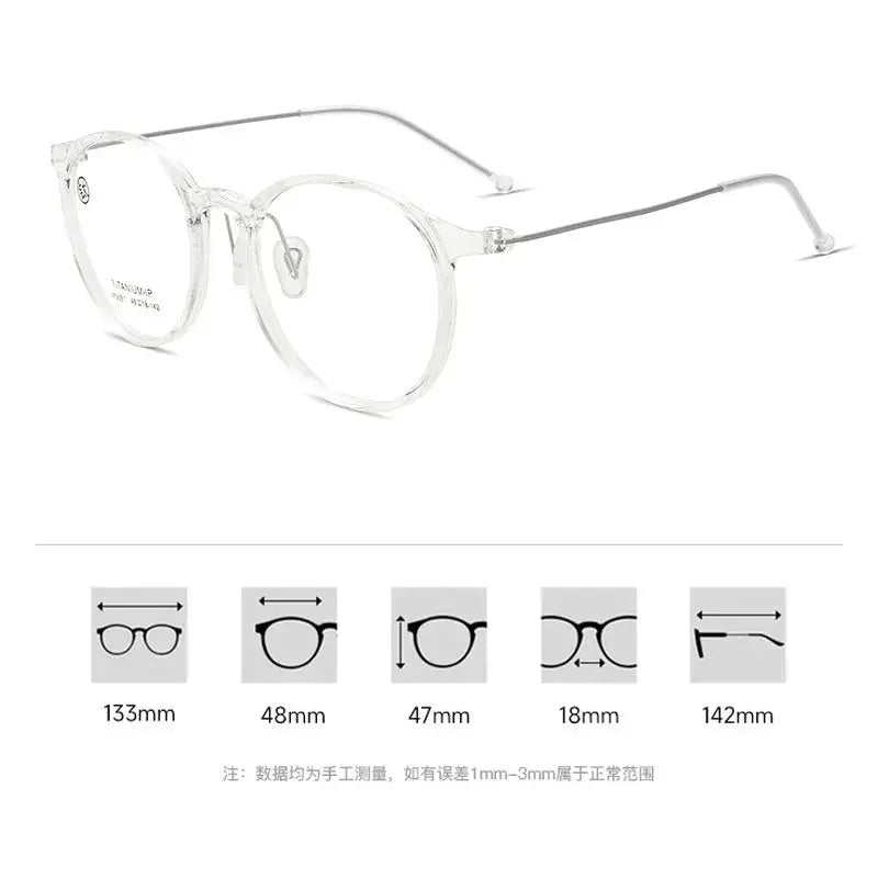 Women's Round Full Rim Titanium Prescription Glasses M9881 — view 7 | Rx Spectacle