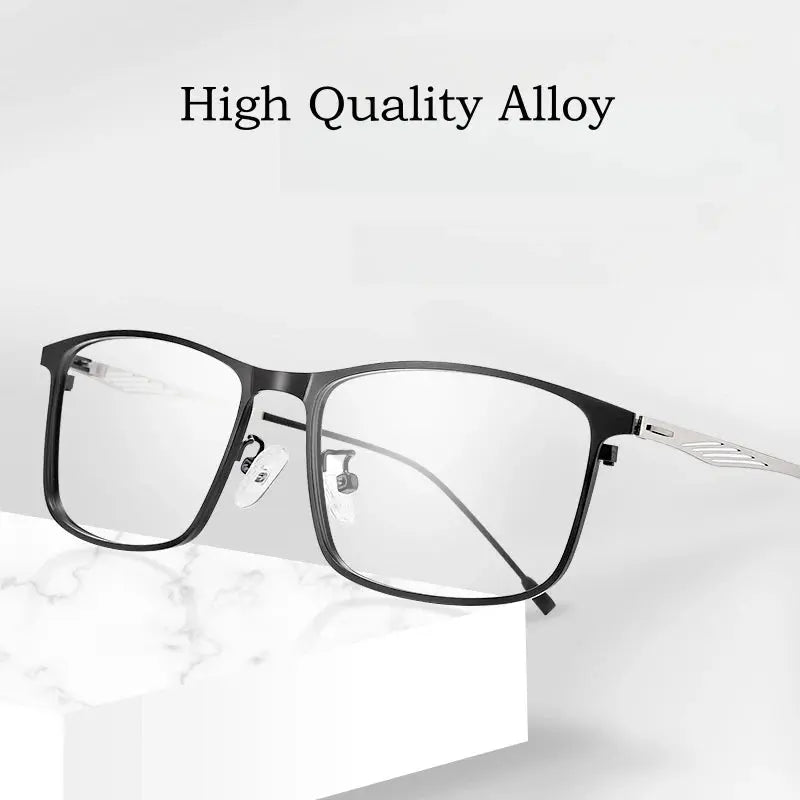 Men's Square Full Rim Alloy Oversized Prescription Glasses 8835 — view 2 | Rx Spectacle