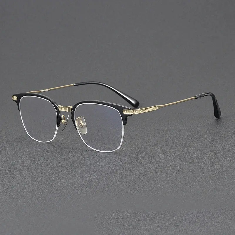 Unisex Square Semi-Rimless Titanium Oversized Prescription Glasses 396424 — view 4 | Rx Spectacle