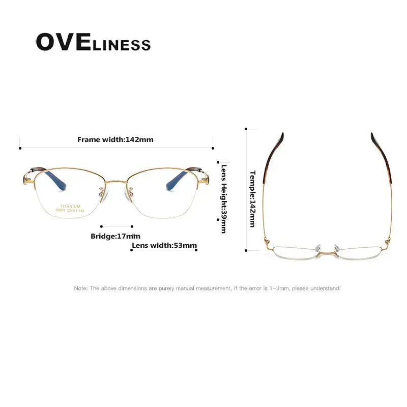 Women's Oval Semi-Rimless Titanium Prescription Glasses 196011 — view 6 | Rx Spectacle